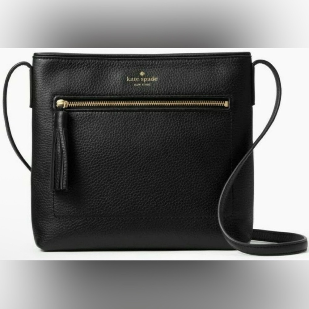 Kate Spade Black Pebbled Leather Crossbody with Gold Hardware NWT